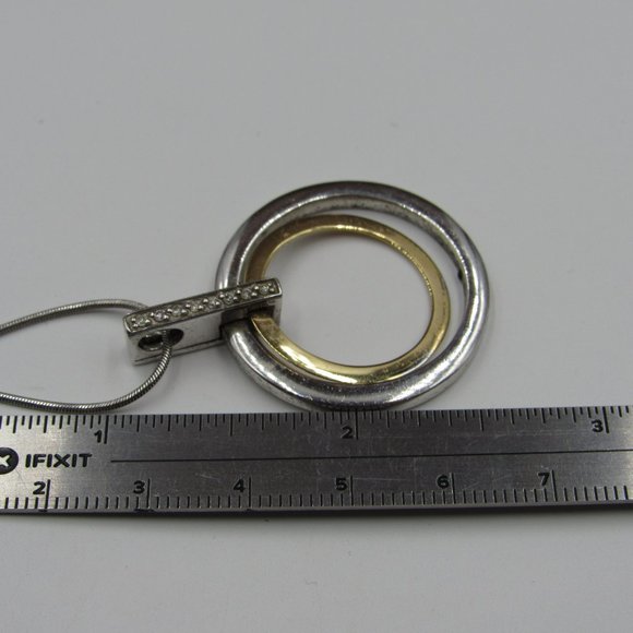 20" Sterling Rustic Diamond & 14K Gold Necklace - Picture 5 of 6